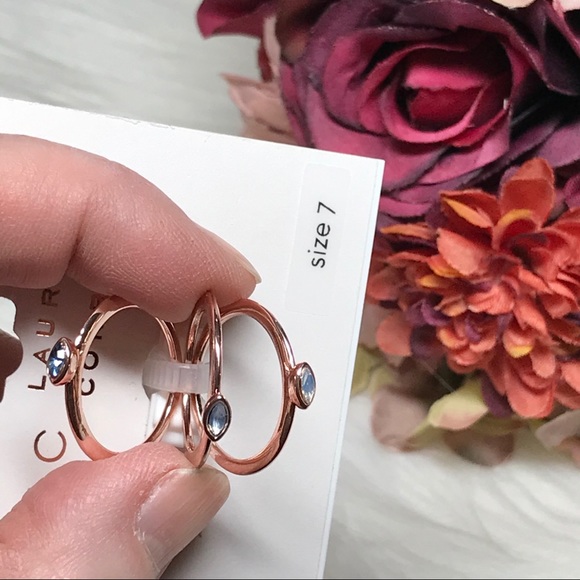 Lauren Conrad 3-ring Set with Stones Sz 7 - Picture 3 of 4